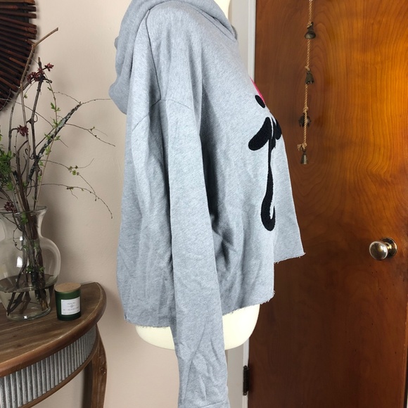JUICY COUTURE Logo Crop Hoodie Gray Size XL - Picture 2 of 7